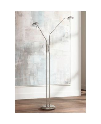 Casper Traditional Pharmacy Floor Lamp 63" Tall Brushed Nickel 2-Light LED Adjustable Arm Swivel Head for Living Room Bedroom