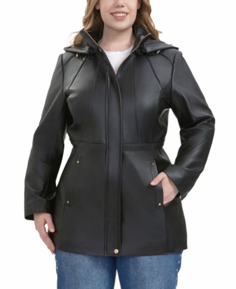 Женские куртки BGSD Plus Size Elena Leather Parka Coat