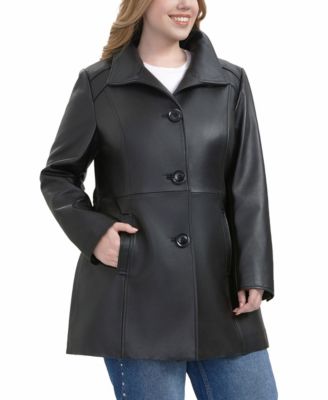Plus Size Sarai Leather Coat