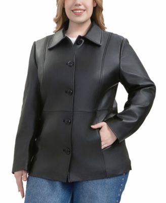 Plus Size Dana Leather Car Coat