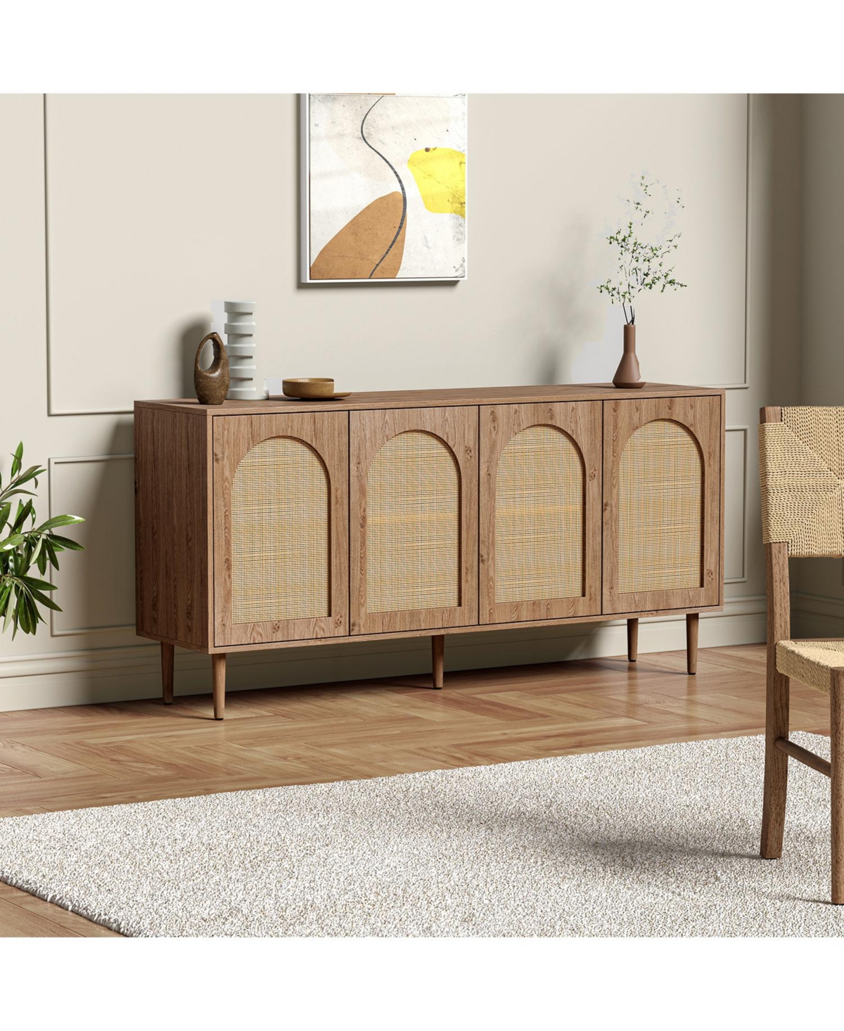 Hulala Home Uirico Modern 63"Wide Sideboard with 2 Adjustable Shelves