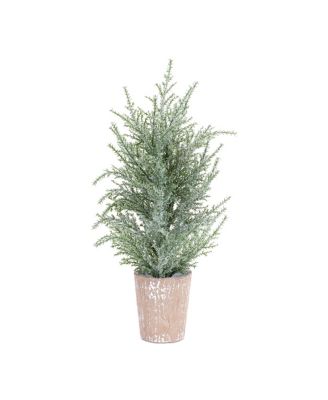 Versatile Potted Icy Pine Tree Set (Pack of 4) - Ideal for Enhancing Home and Office Spaces with Winter Vibes