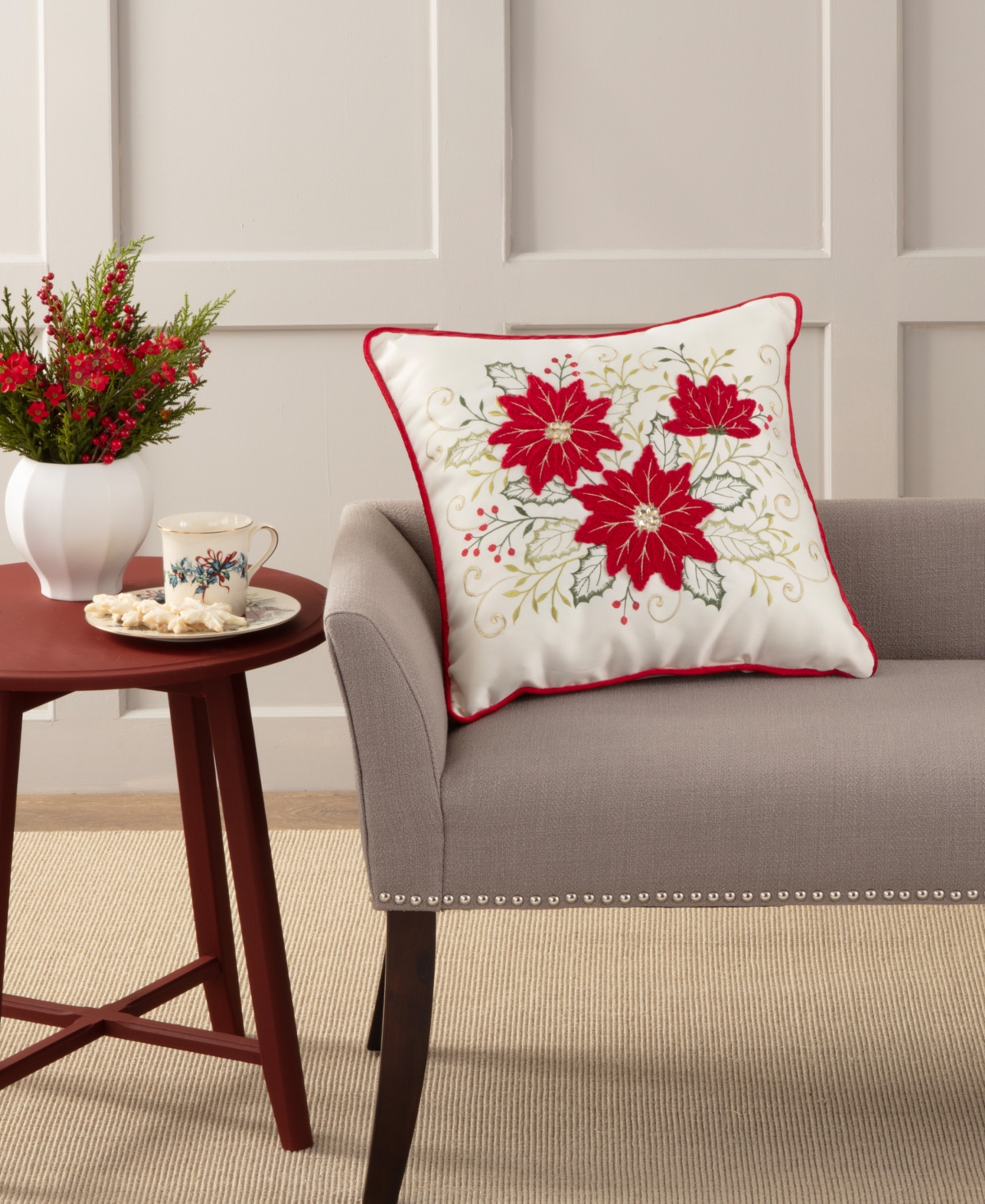 Lenox Poinsettia Meadow Pillow, 18