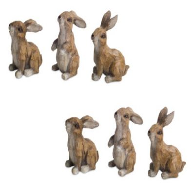 Carved Stone Garden Rabbit Figurine (Set of 6)