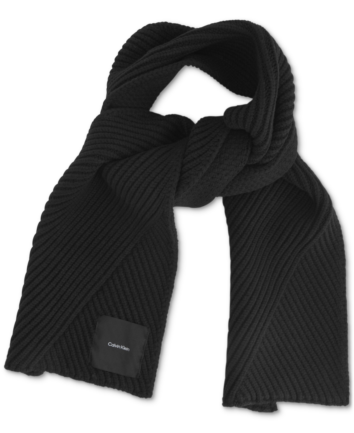 Calvin Klein Chunky Rib Knit Scarf In Black