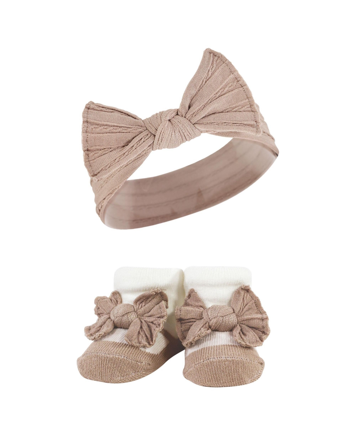 Hudson Baby Baby Girls Headband and Socks Giftset, One - Pink taupe