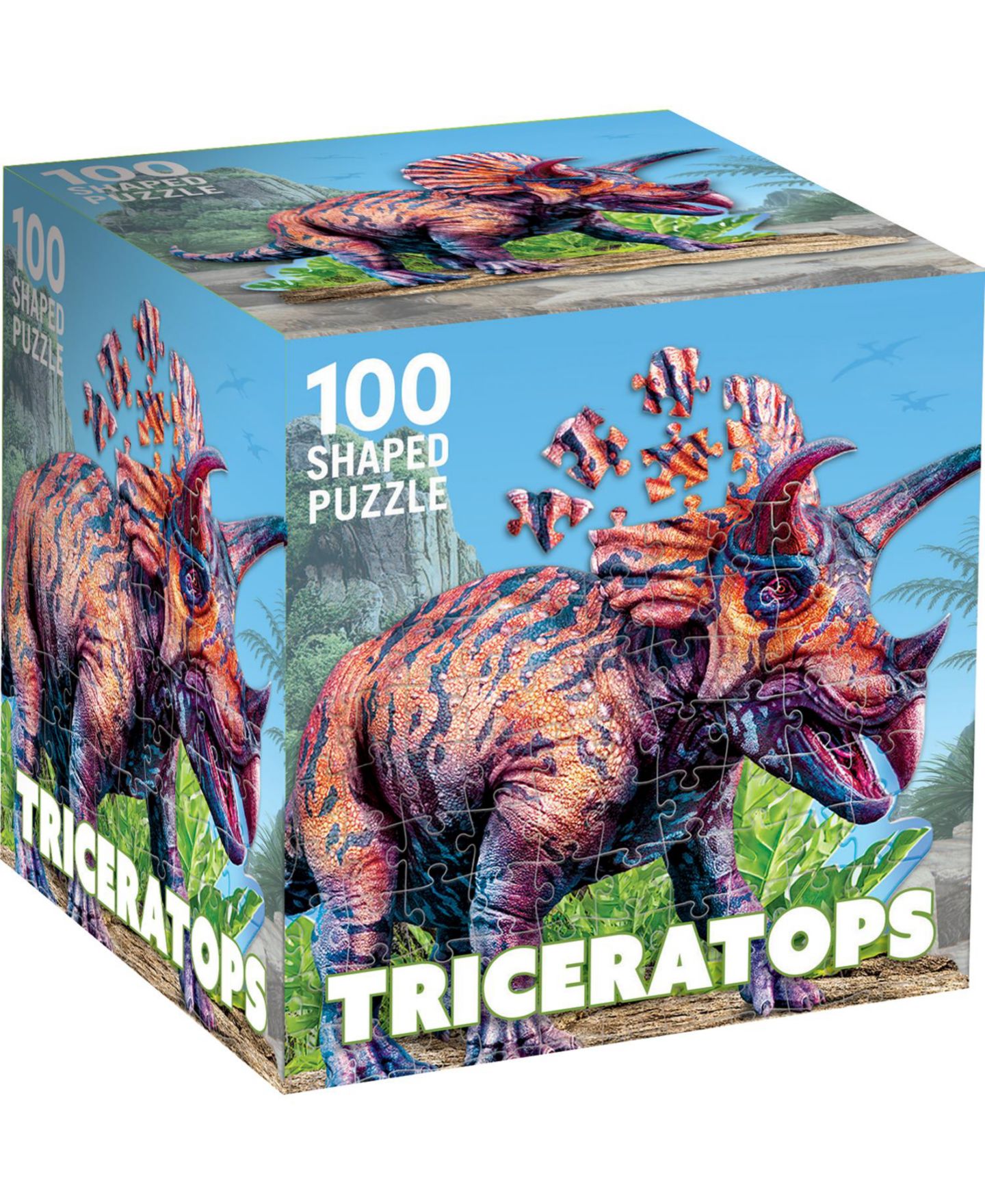 Детский пазл MasterPieces Puzzles Triceratops 100 Piece Shaped Jigsaw Puzzle — фото 1