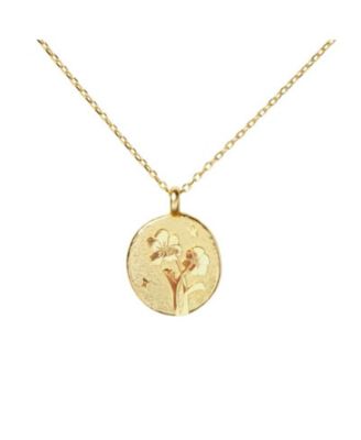 Sterling Silver Birth Flower Pendant Necklace - February violet 87$