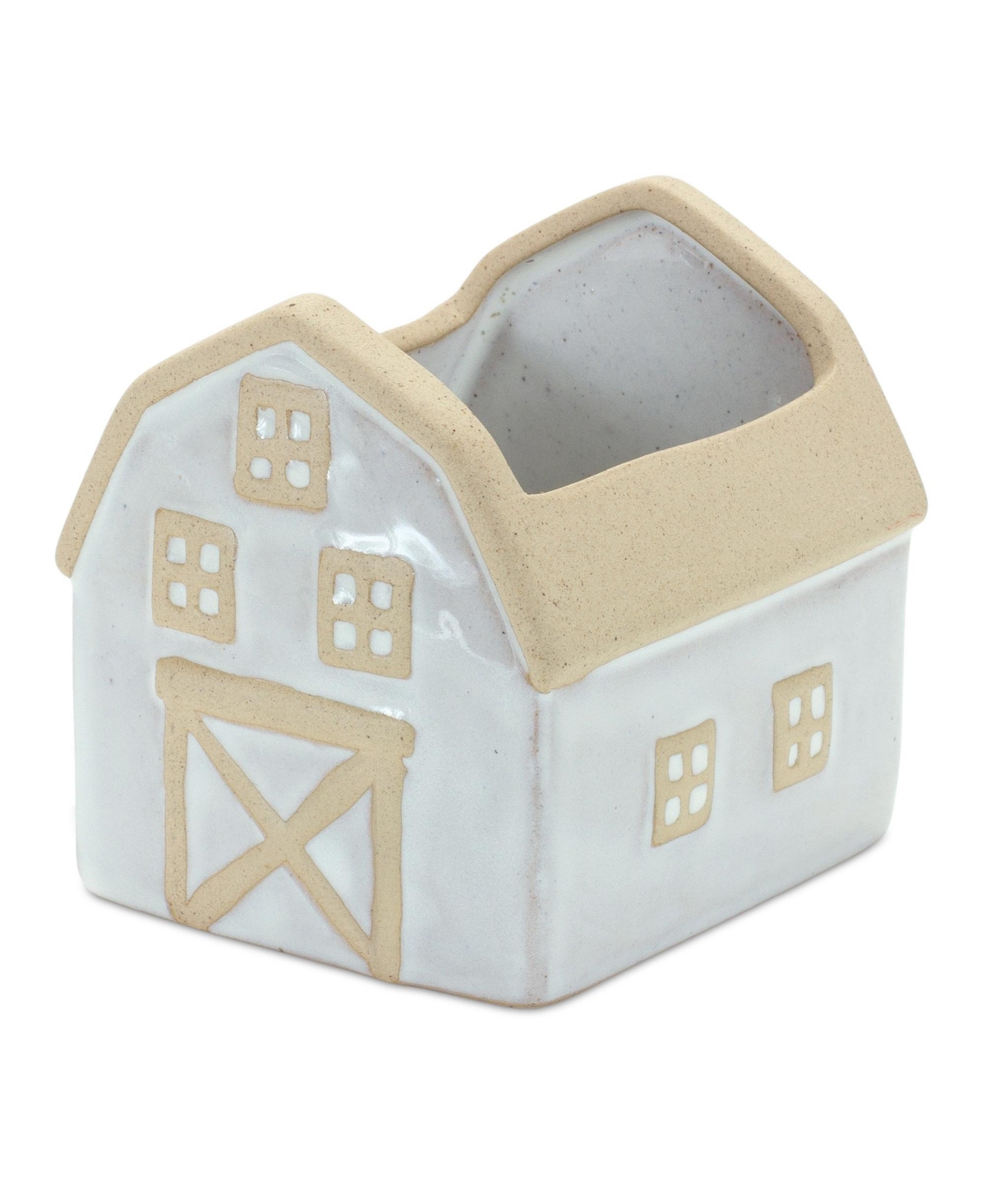 Slickblue Neutral Porcelain House And Barn Planter (Set of 2) - Beige