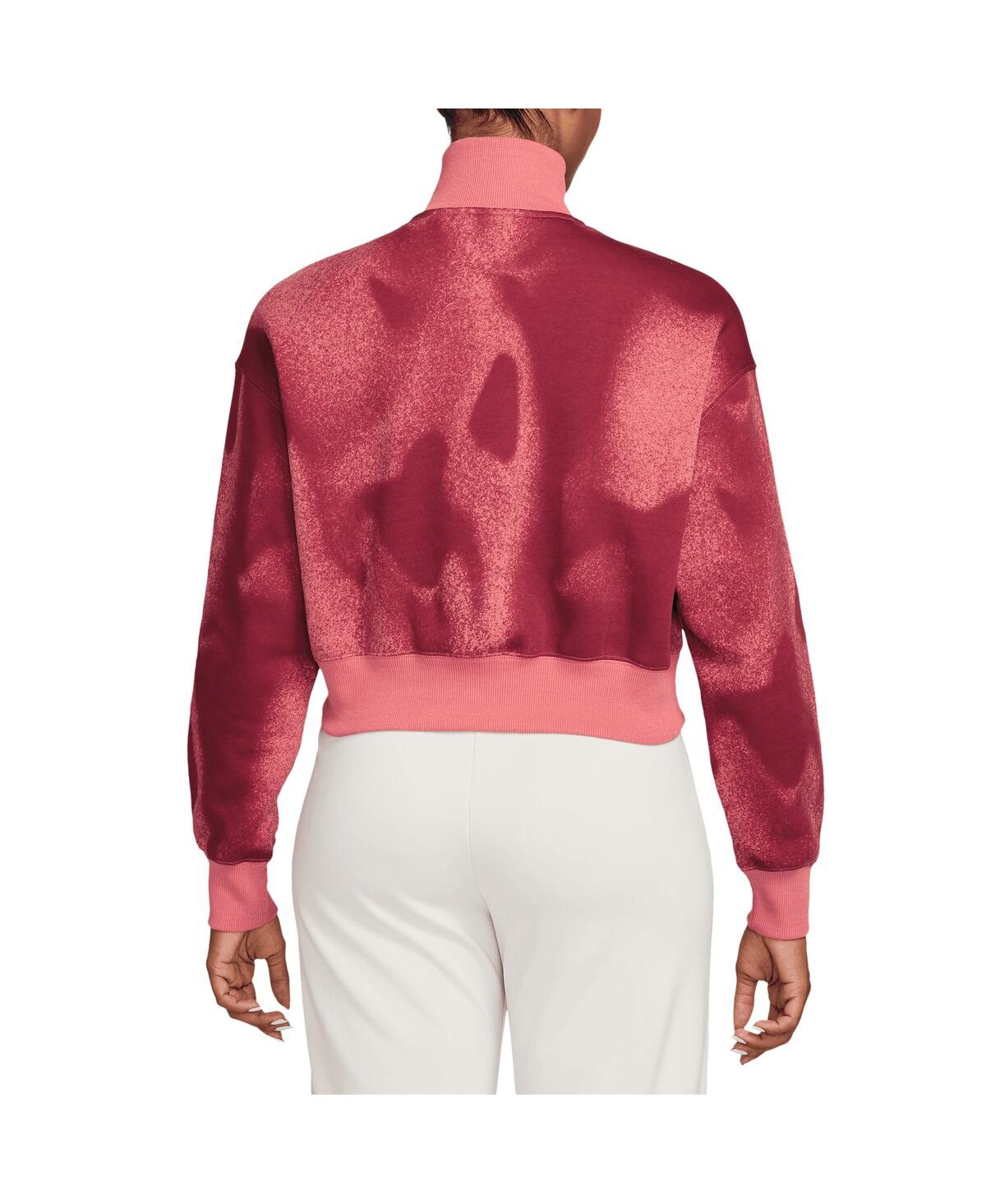Nike Women's Pink Usmnt Phoenix Fleece Cropped Quarter-zip Jacket In Pink
