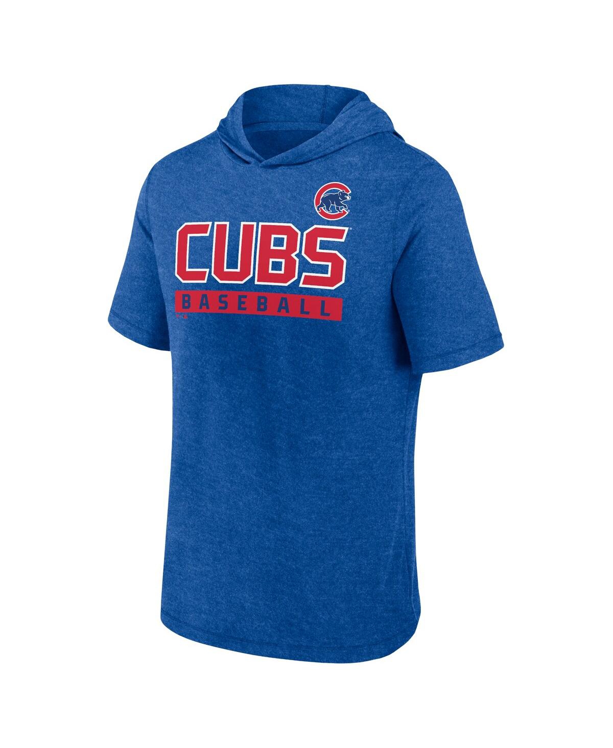 Fanatics Men'sChicago Cubs Push Short Sleeve Pullover Hoodie - Heather Royal