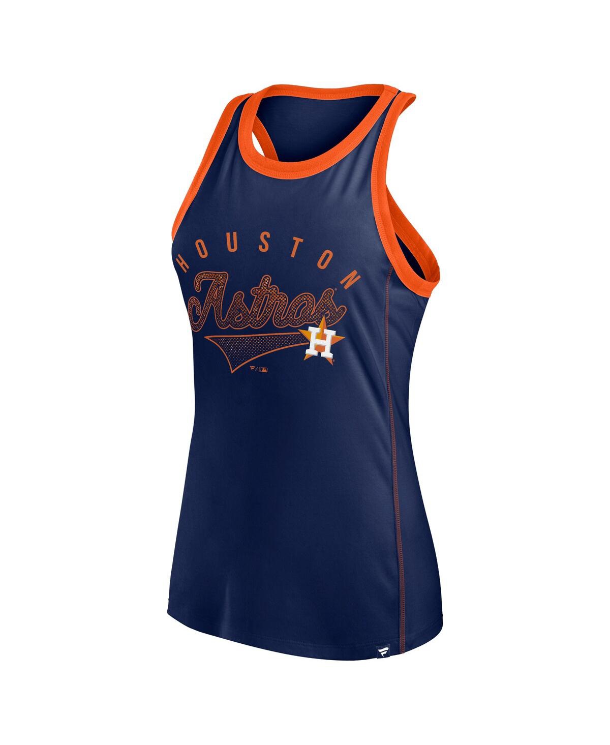 Fanatics Women'sHouston Astros Tailsweep Fashion Racerback Rhinestone Tank Top - Navy, Orange