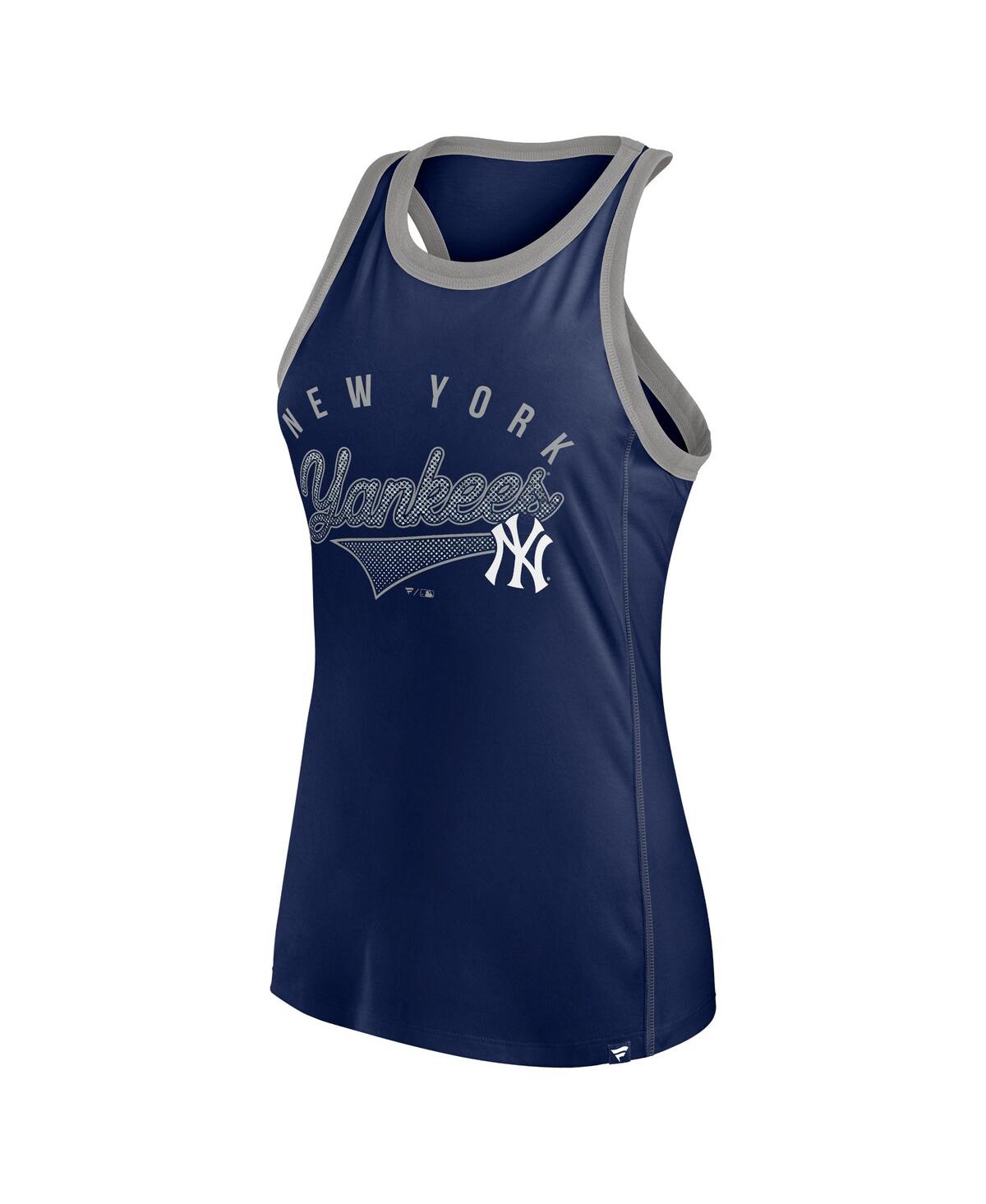 Fanatics Women'sNew York Yankees Tailsweep Fashion Racerback Rhinestone Tank Top - Navy, Steel