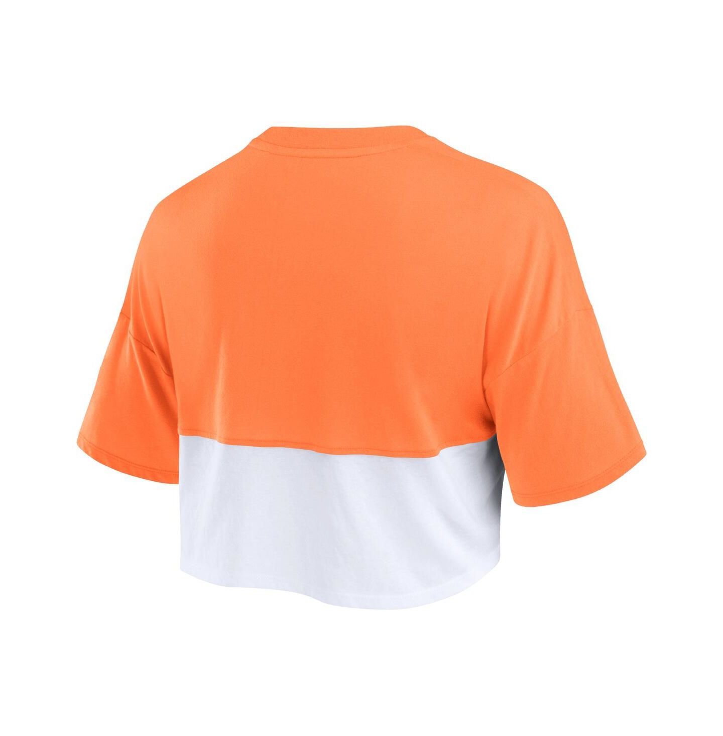 Женская футболка Fanatics Orange/White Tennessee Volunteers Oversized Badge Colorblock Cropped — фото 3
