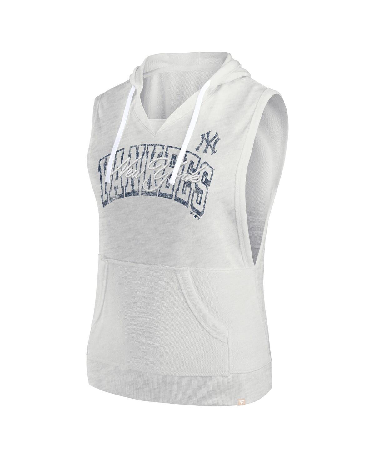 Fanatics Women's Ash Los Angeles Dodgers Lounge Script Sleeveless Pullover Hoodie In Ash