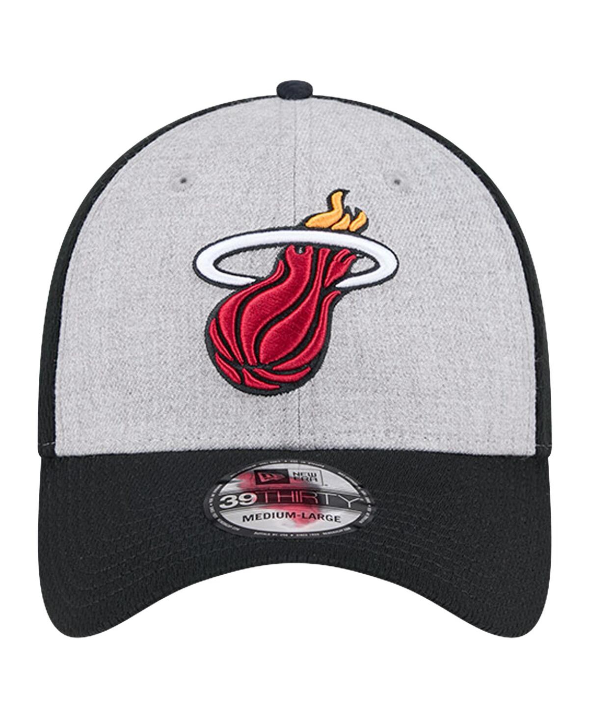 New Era Men'sBlack Miami Heat Two-Tone 39THIRTY Flex Hat - Heather Gray, Black