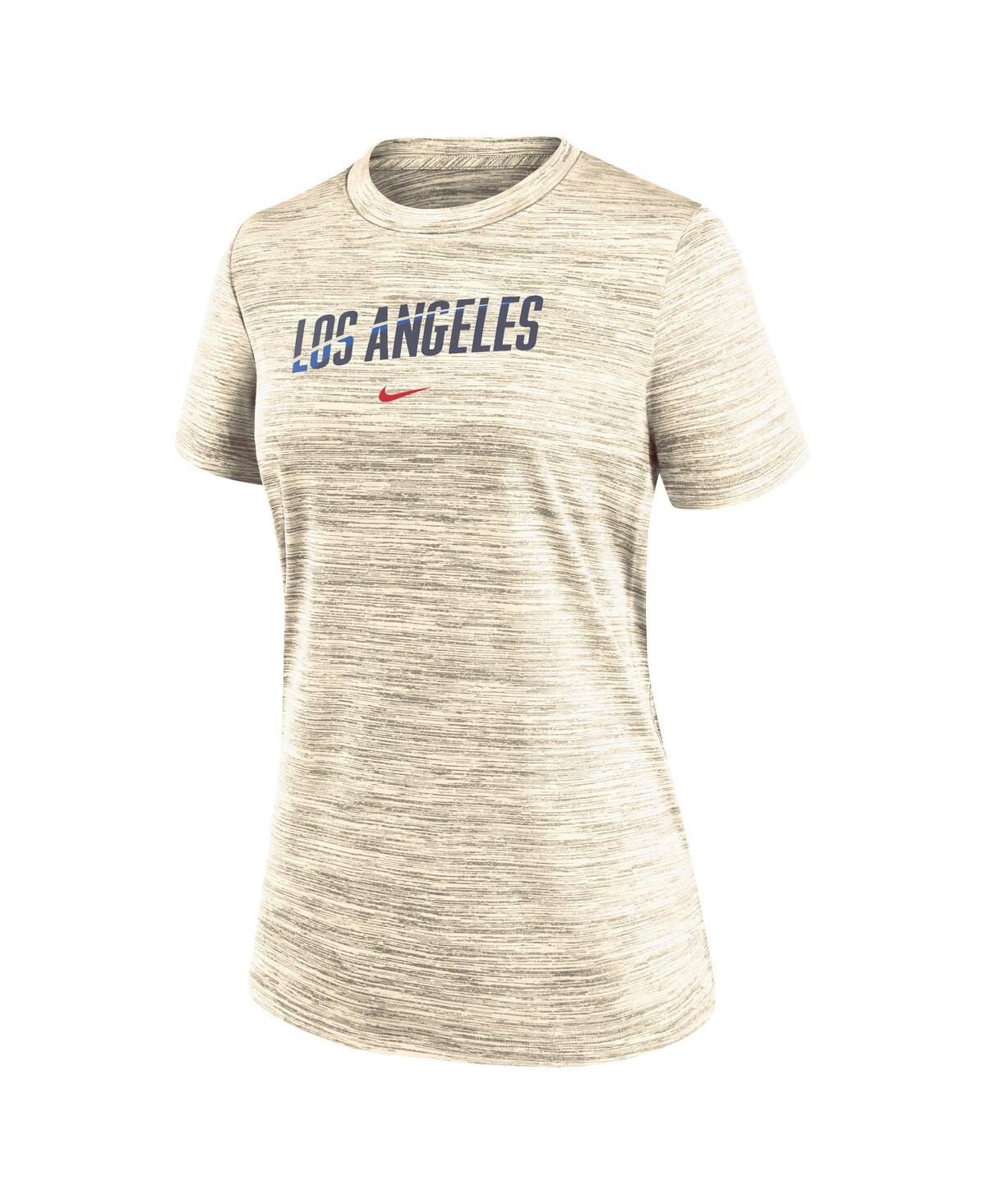 Nike Women'sLos Angeles Dodgers 2024 City Connect Authentic Collection Practice Velocity Performance T-Shirt - Cream