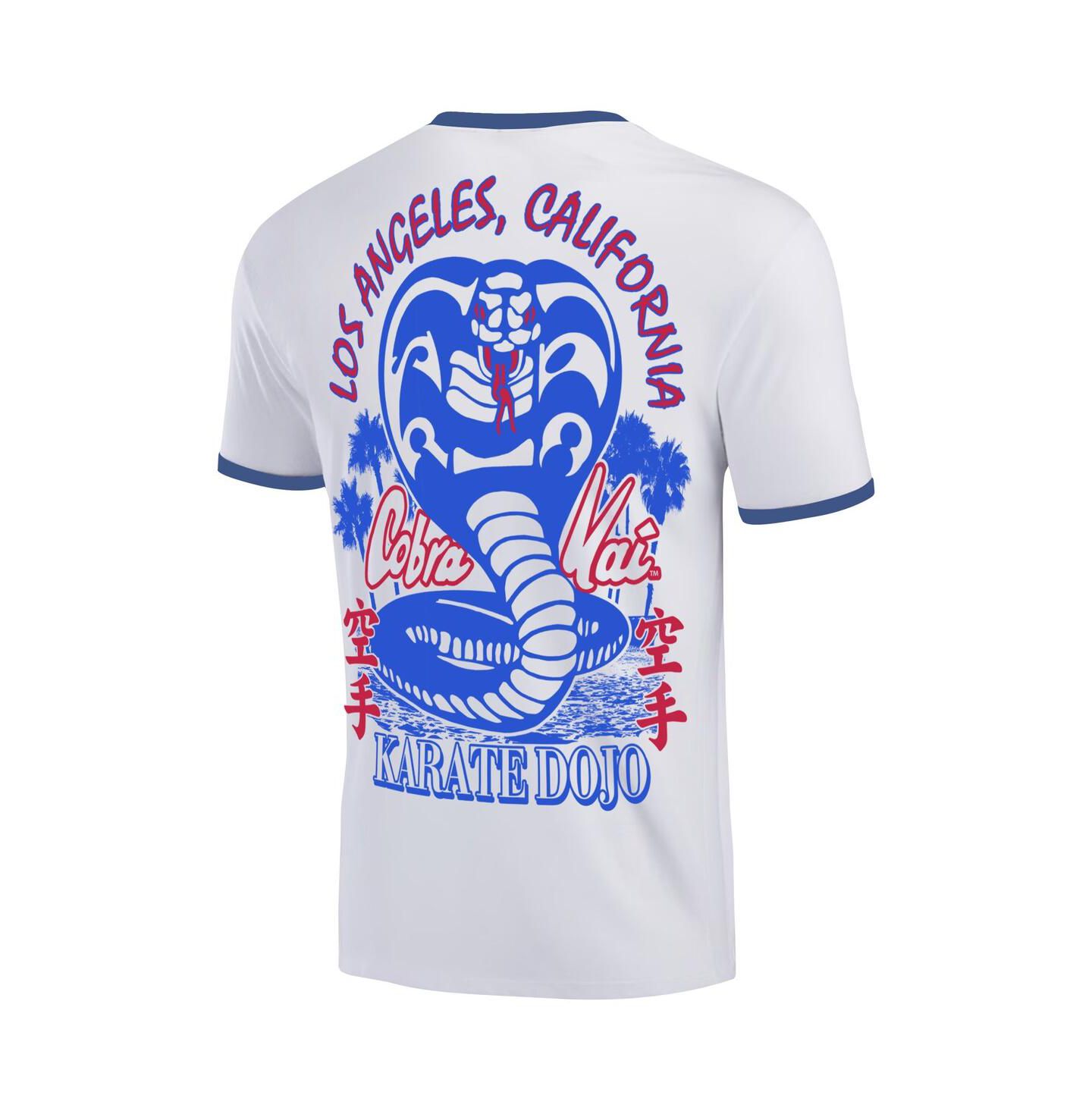 Мужская футболка Ripple Junction White Cobra Kai Los Angeles Baseball Ringer — фото 3