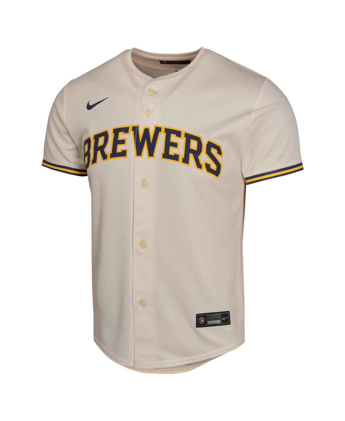 Nike Big Boys and Girls Christian YelichMilwaukee Brewers Home Game Player Jersey - Cream