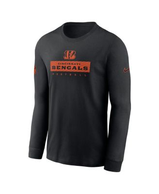 Men's Black Cincinnati Bengals Sideline Performance Long Sleeve T-Shirt