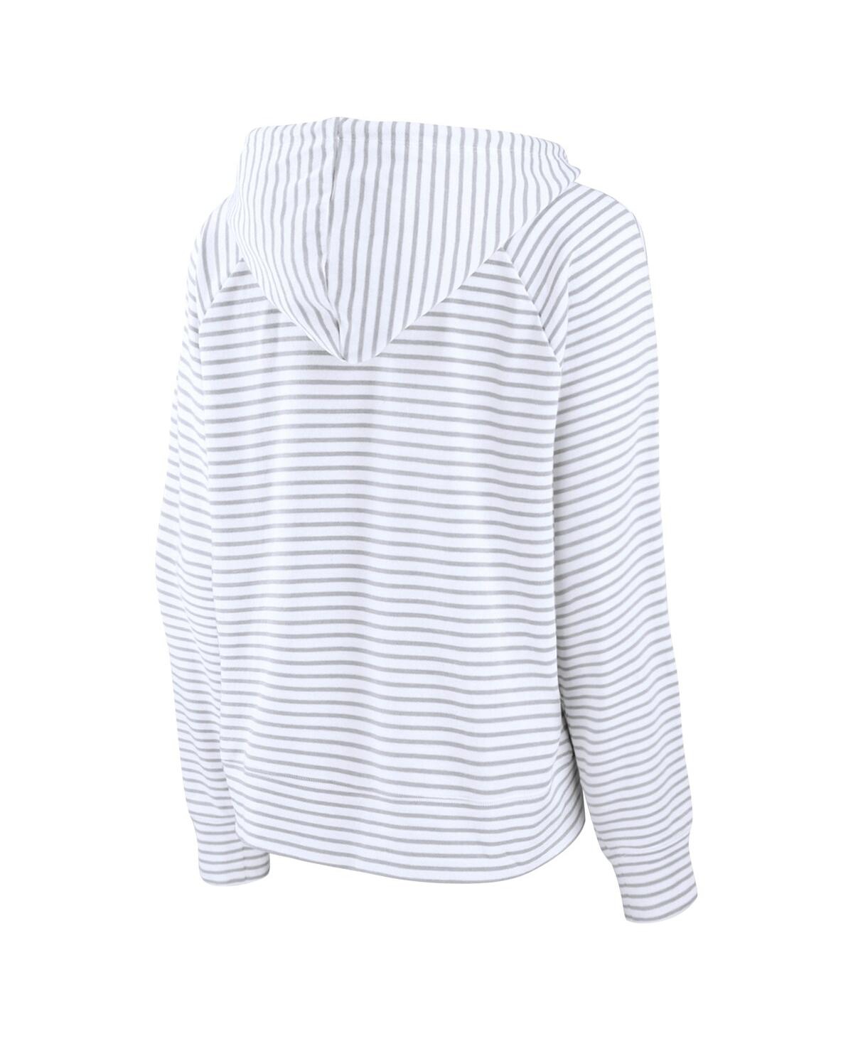 Fanatics Women'sGray Las Vegas Raiders Striped Notch Neck Pullover Hoodie - White, Gray