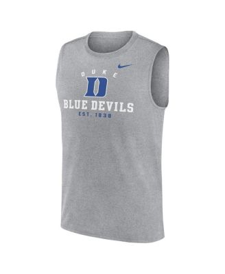 Men's Heather Gray Duke Blue Devils Primetime Legend Lock Up Performance Muscle Tank Top