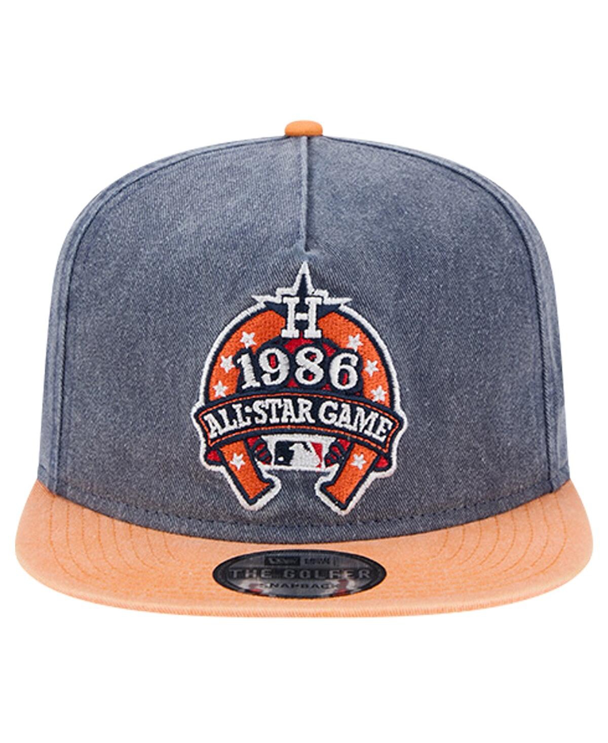 New Era Men's Navy/orange Houston Astros 1986 Mlb All-star Game Pigment Dye Golfer Snapback Hat In Navy,orange