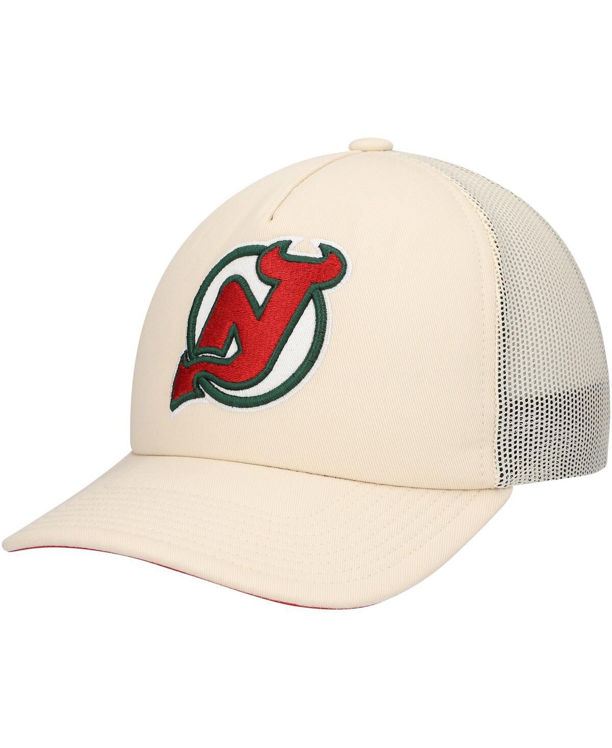 Mitchell & Ness Men's Cream New Jersey Devils Foam Front Trucker Adjustable Hat In Cream
