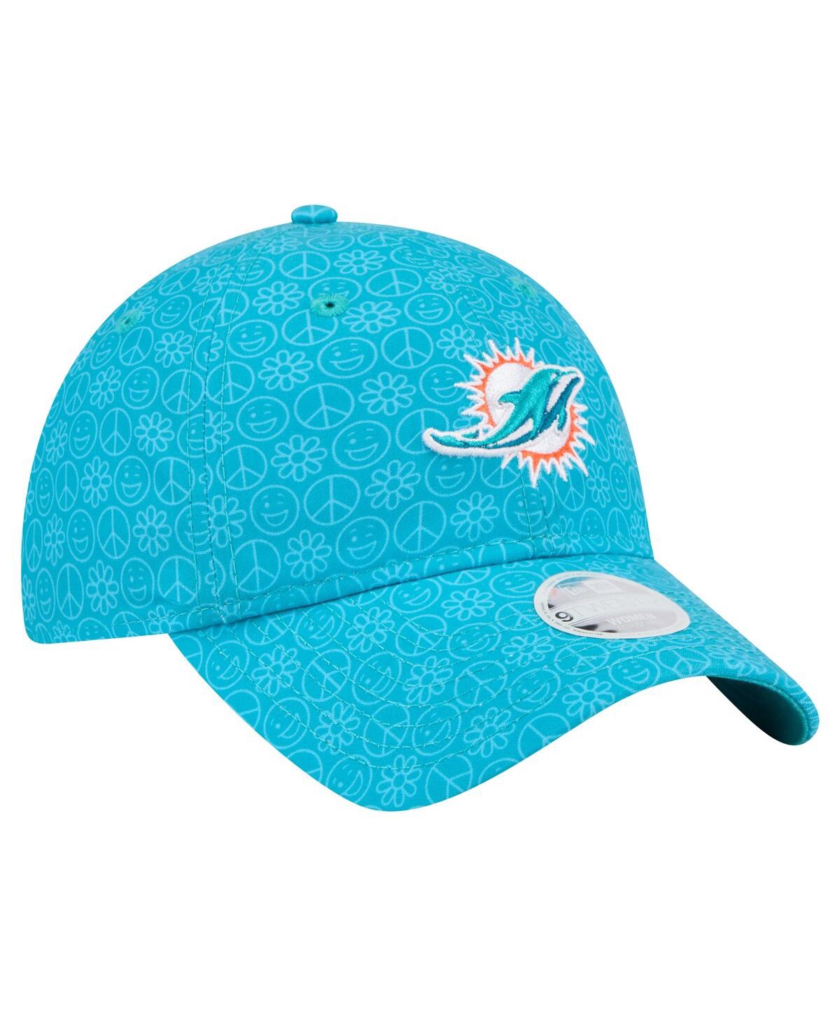 New Era Women's Aqua Miami Dolphins Smiley 9twenty Adjustable Hat In Aqua