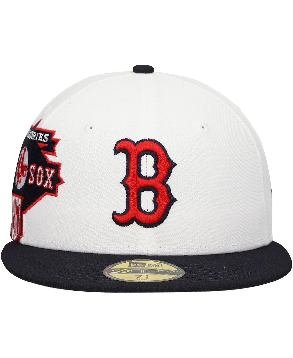 New Era Men's White/navy Boston Red Sox Major Sidepatch 59fifty Fitted Hat In White,navy