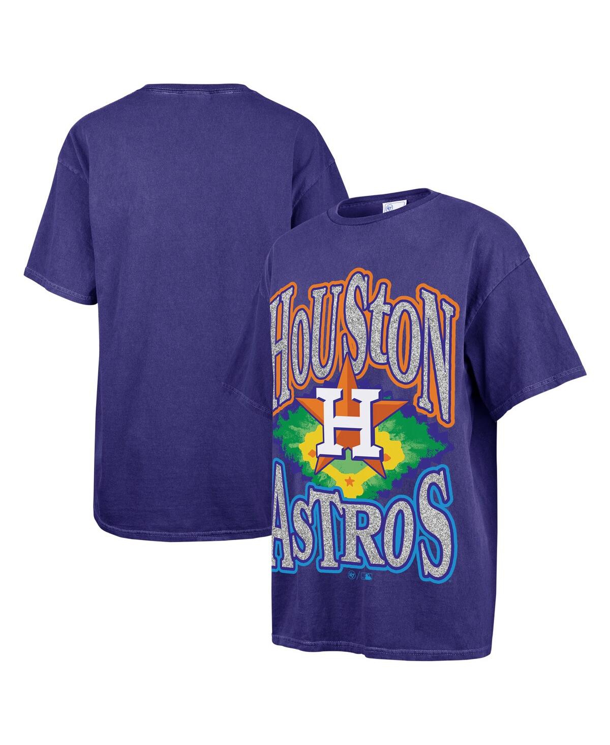 47 BRAND WOMEN'S NAVY HOUSTON ASTROS FLASHING LIGHTS BOYFRIEND T-SHIRT 