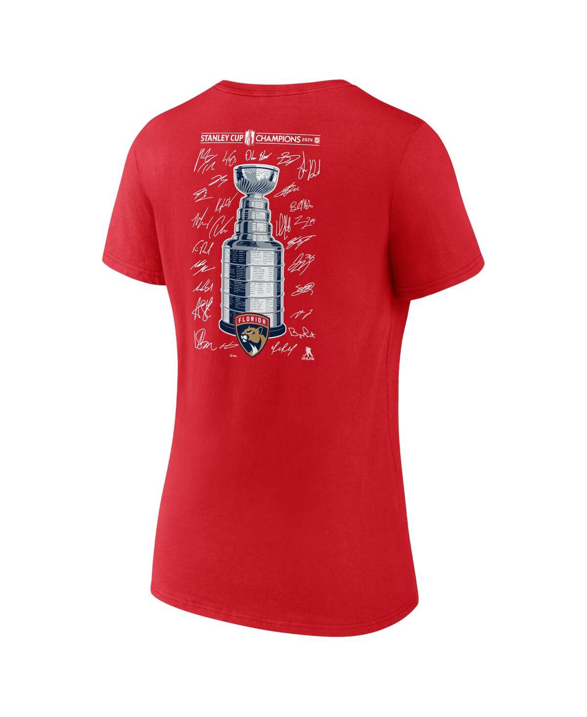 Fanatics Women'sFlorida Panthers 2024 Stanley Cup Champions Signature Roster V-Neck T-Shirt - Red
