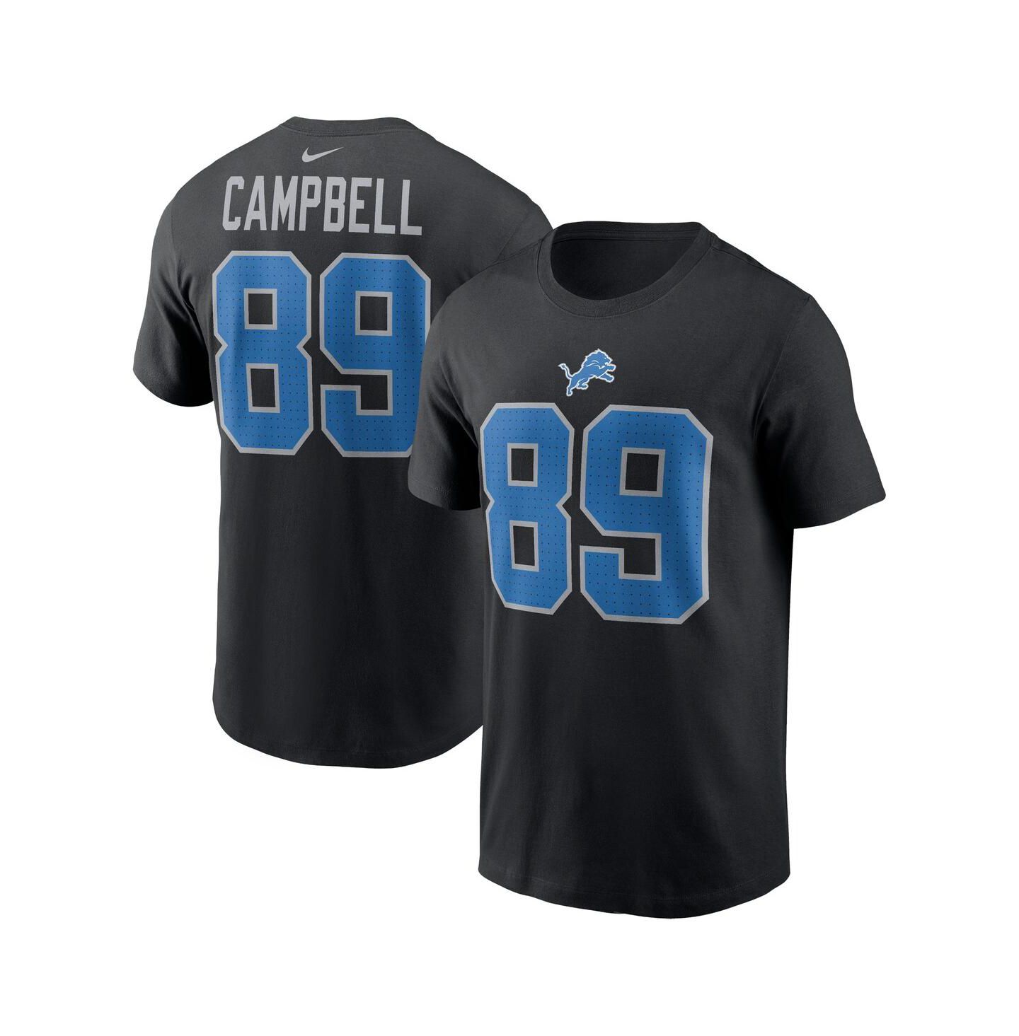 Мужская футболка Nike Dan Campbell Black Detroit Lions Retired Player Name & Number — фото 1
