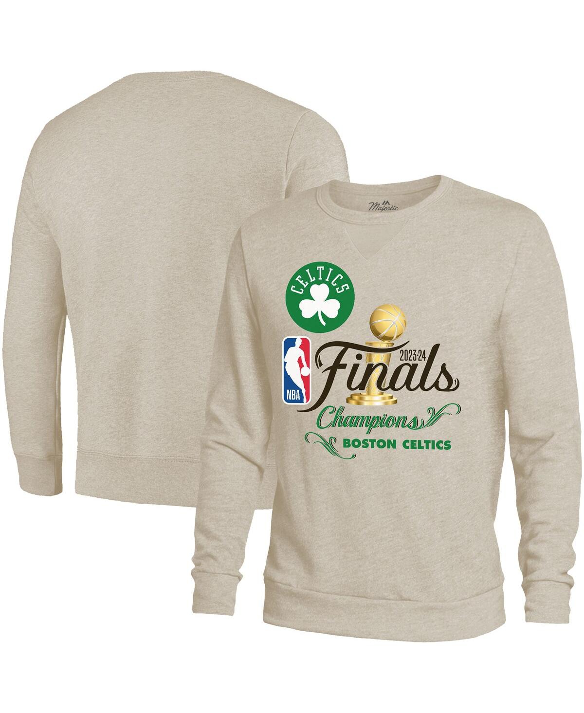 Threads Men's Cream Boston Celtics 2024 Nba Finals Champions Tri-Blend Pullover Sweatshirt - Cream