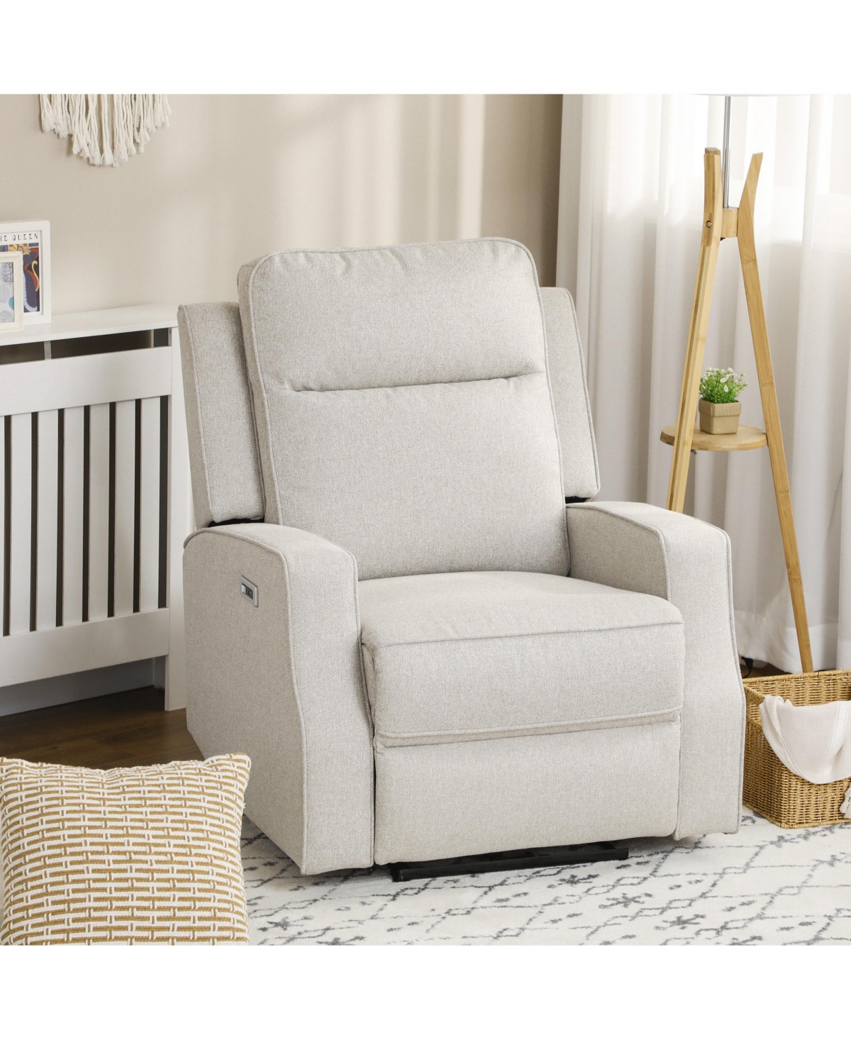 Homcom Electric Power Recliner Armchair with Usb Port, Sofa Recliner, White