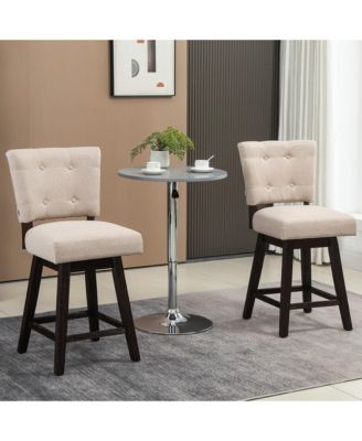 Set of 2 Bar Counter Stool Chairs with Cushioned Back,