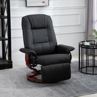 72.75" PU Leather Manual Adjustable Recliner Swivel Chair w/ Footrest,