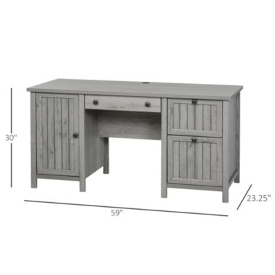 Vintage Executive Desk, Home Office Station, Student Table with Cabinet