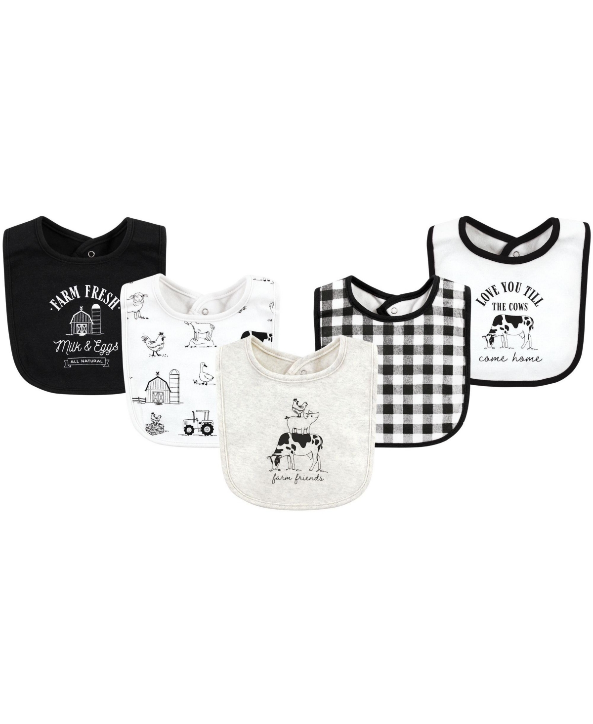 Hudson Baby Unisex Baby Cotton Bibs, Neutral Farm, One Size