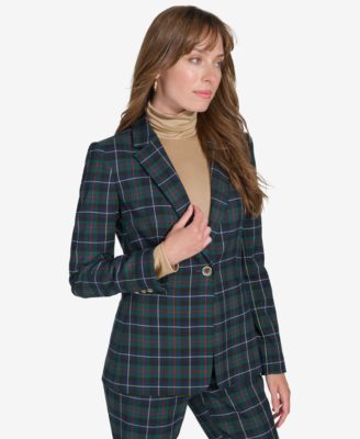 Tommy Hilfiger Women s Slim Fit Checked Blazer Macy s