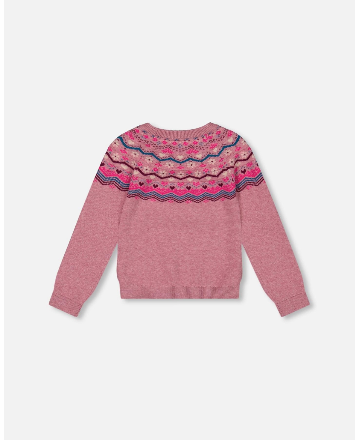 Deux par Deux Big Girls Fairisle Sweater Lavender