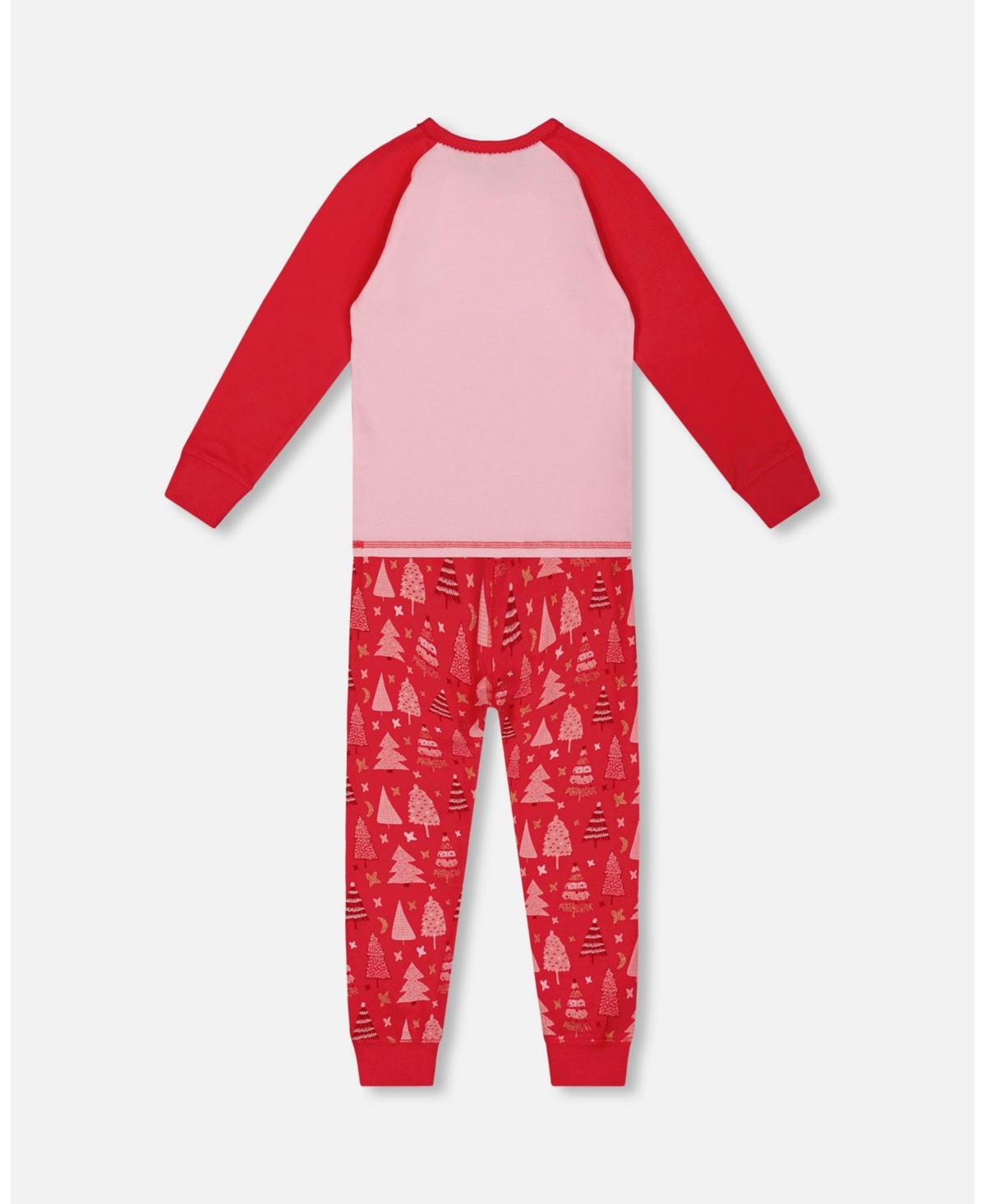 Deux par Deux Baby Girls Baby Organic Cotton Two Piece Pajama Set- Red printed christmas tree