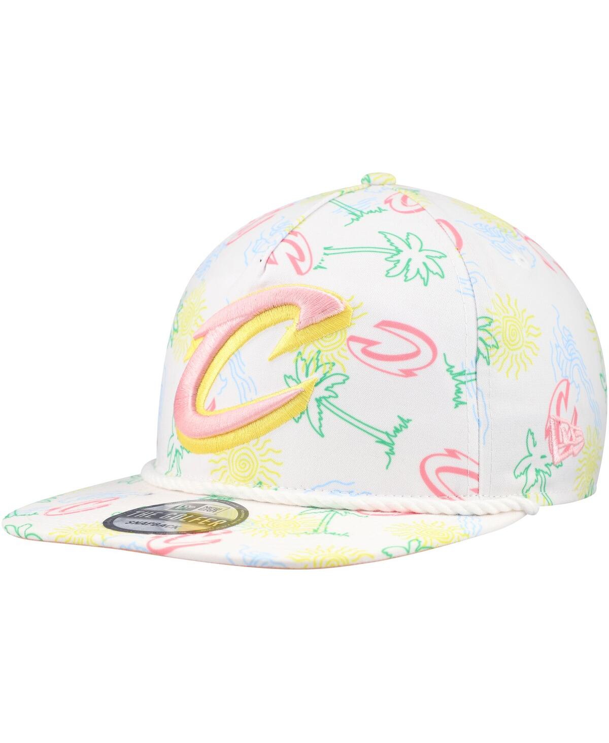New Era Men's White Cleveland Cavaliers Palm Trees And Waves Golfer Adjustable Hat In White