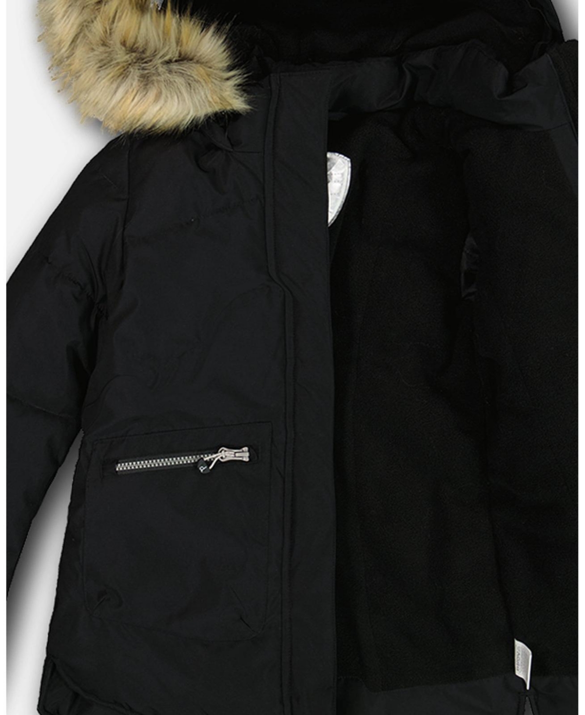 Deux par Deux Big Girls Puffy Long Coat- Black