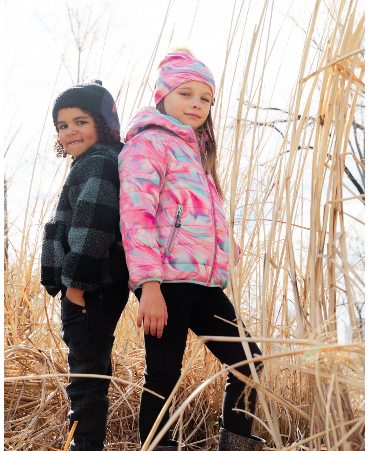 Deux par Deux Baby Girls Baby Quilted Jacket- Printed marble