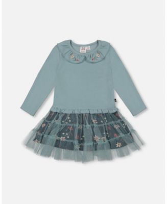 Deux Par Deux Bi-Material Dress - Peacoat Fairy Unicorn
