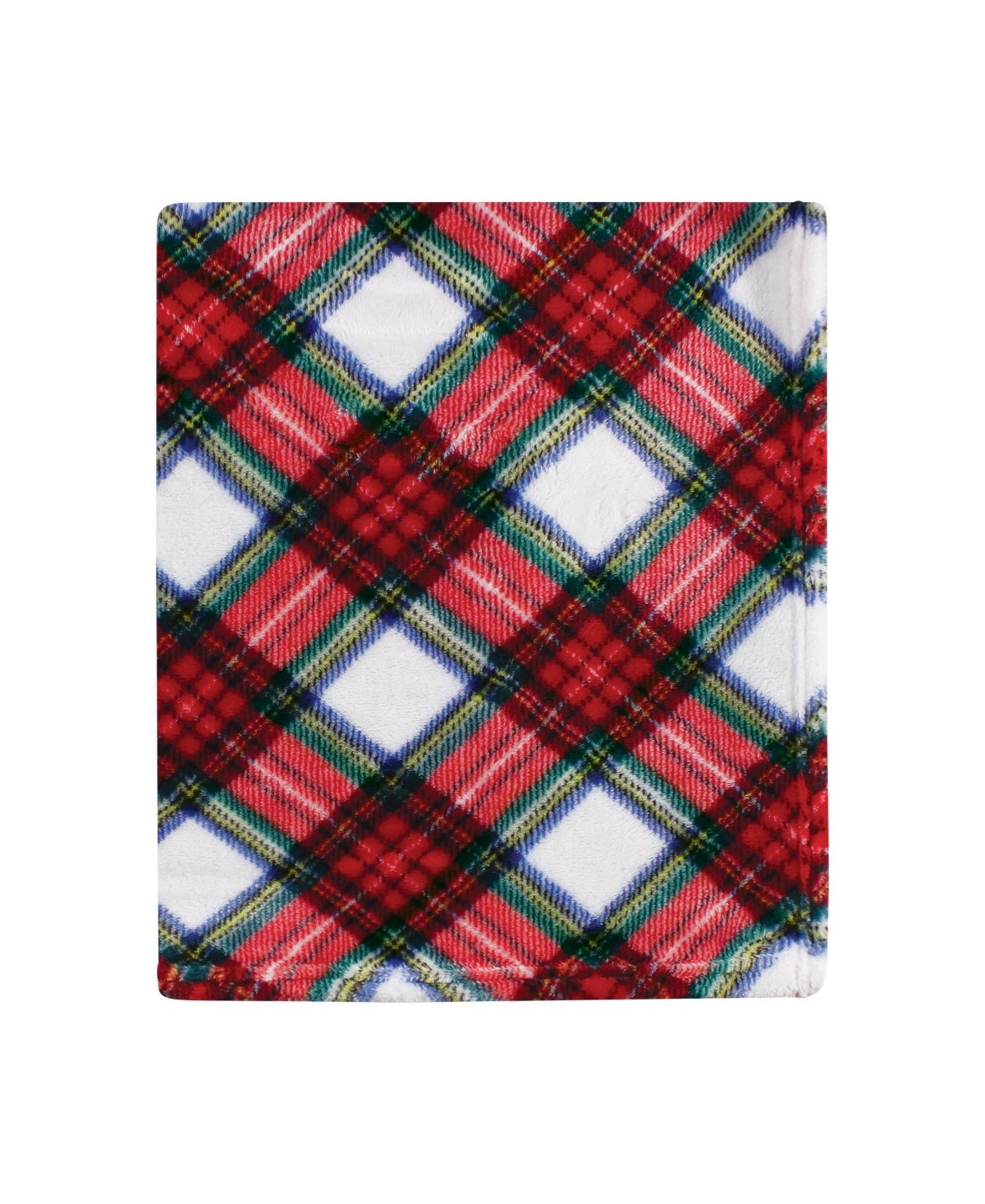 Hudson Baby Unisex Baby Silky Plush and Coral Fleece Blanket, 30x36 inches - White tartan