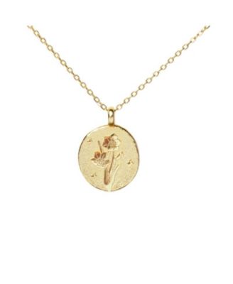 Sterling Silver Birth Flower Pendant Necklace - December narcissus