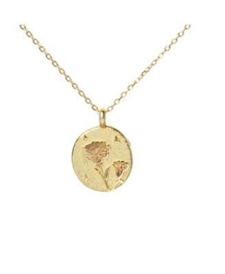 Sterling Silver Birth Flower Pendant Necklace - January carnation 65$