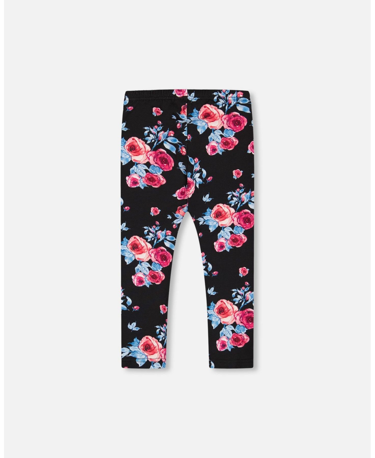 Deux par Deux Big Girls Printed Leggings Black With Roses
